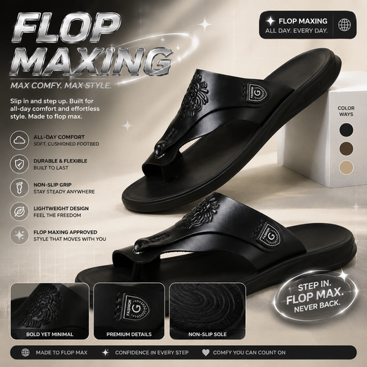 The Bed Warrior Men's Faux Leather Embossed Flip Flops, Non Slip Wear Resistant Sole Toe Loop Thong Sandals, Lightweight Comfortable Casual Footwear For Summer Beach Vacation Outdoor Daily Wear